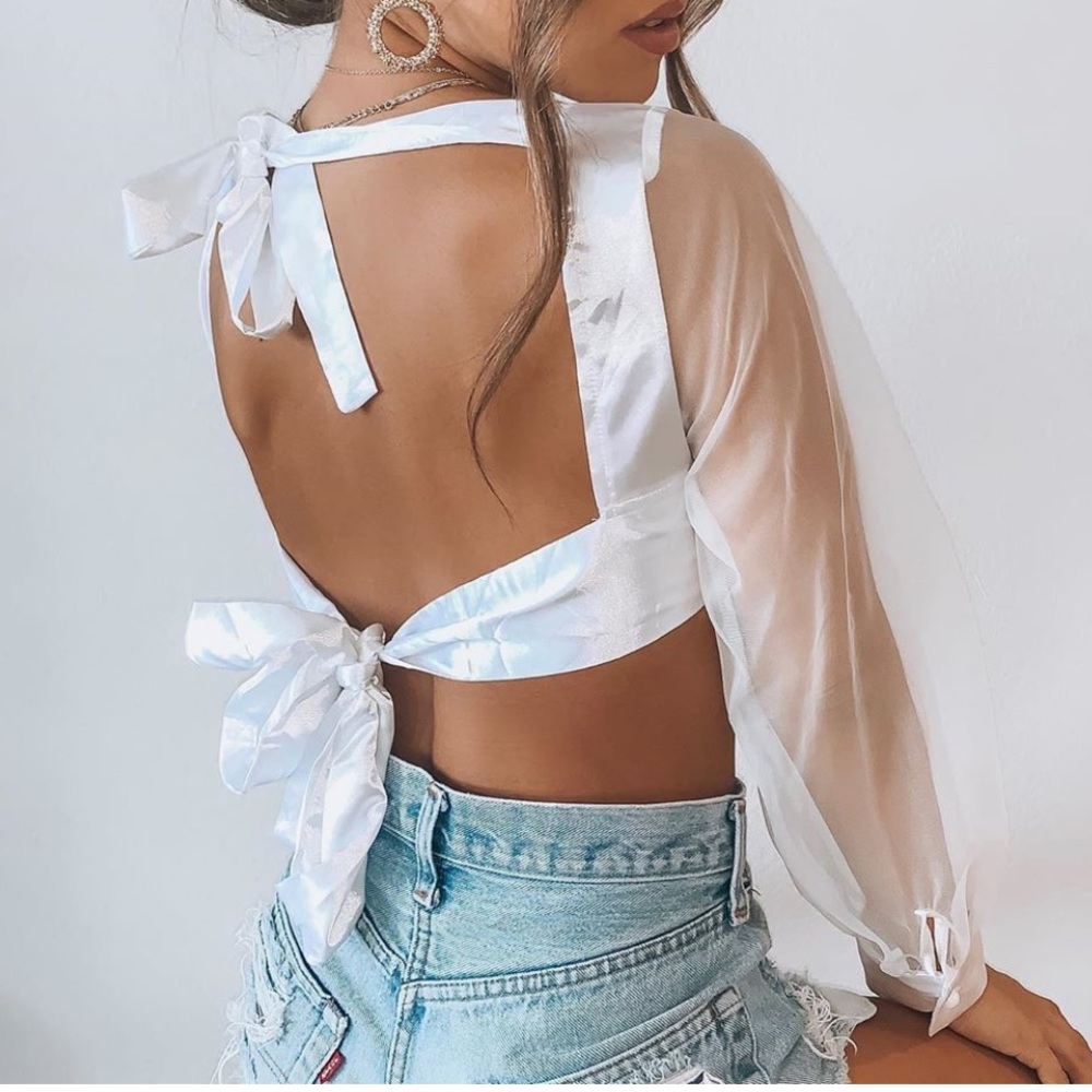 White silk top